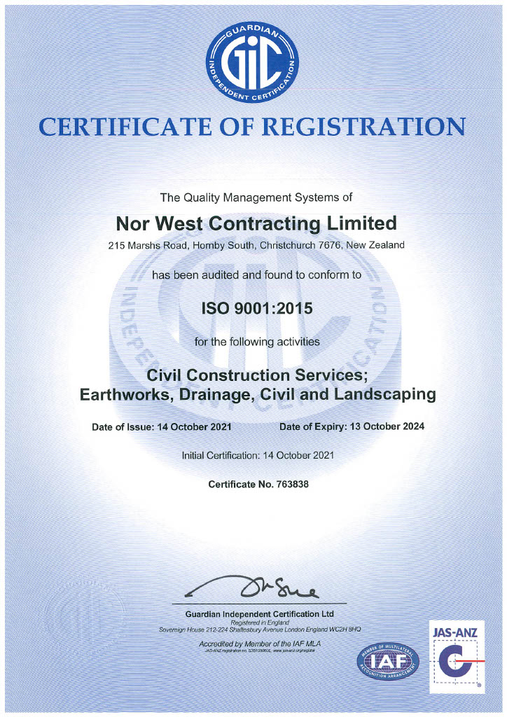 Nor West Contracting ISO Certificate